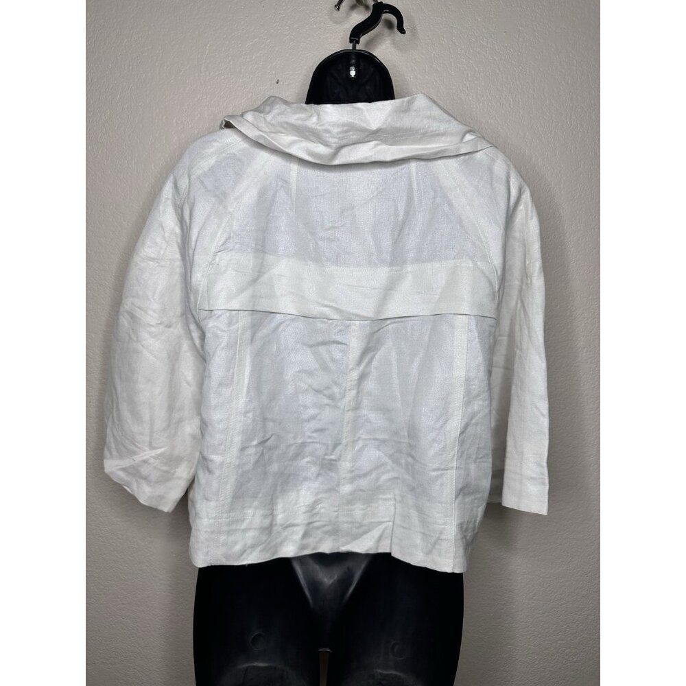 NEW Sandro Sportswear Linen Blend Jacket Lagenlook Cropped 3/4 Sleeve Zip S NWT - Picture 9 of 13